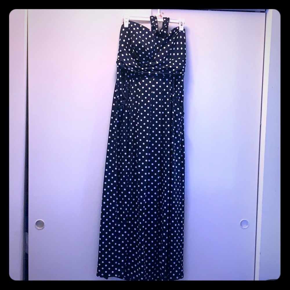 Navy polka dot dress